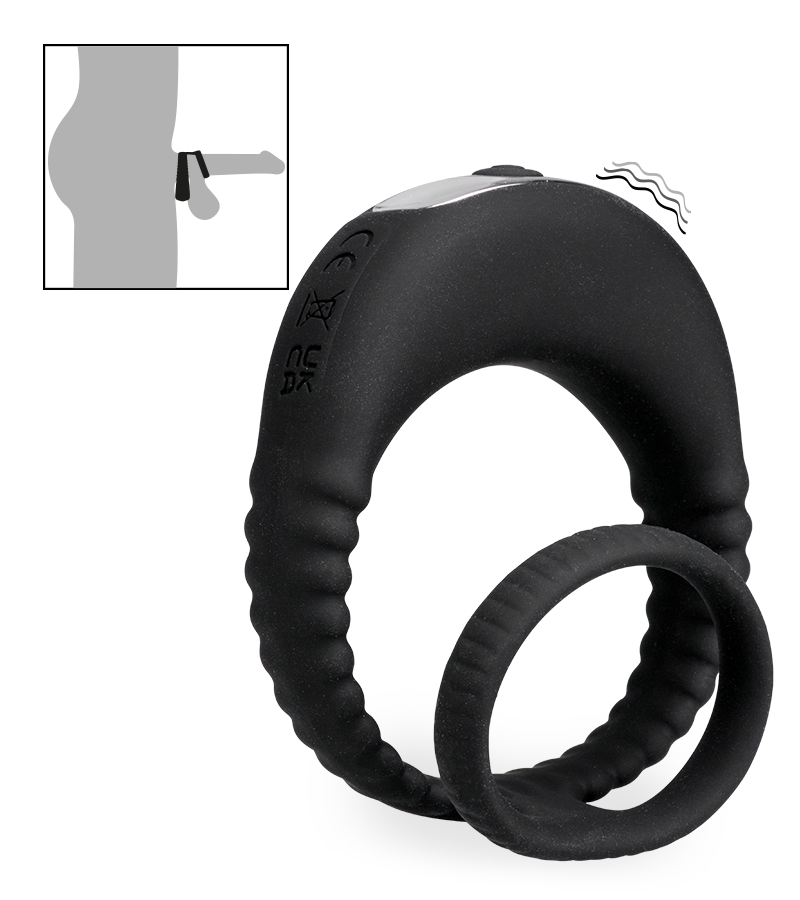 Hop silicone vibrating double cock ring