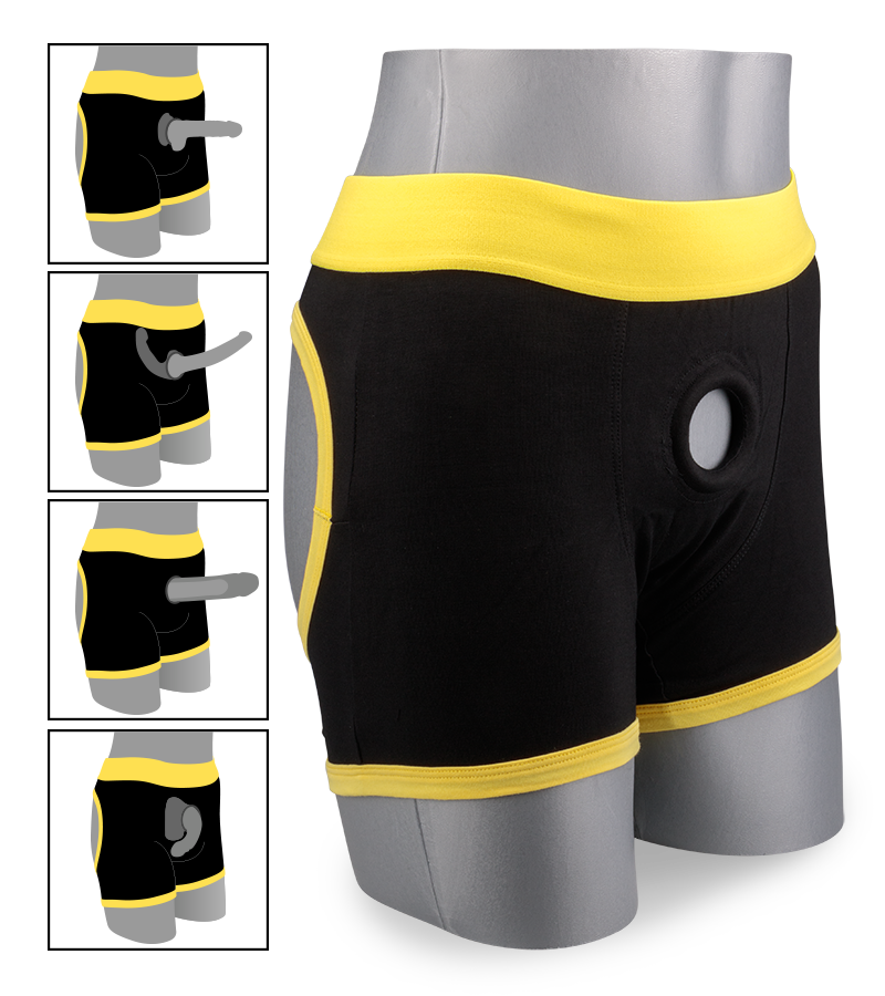 Horny strap on boxer briefs