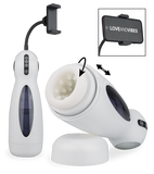 Icicle rotating and thrusting masturbator with phone holder