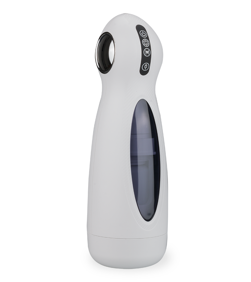 Icicle rotating and thrusting masturbator with phone holder