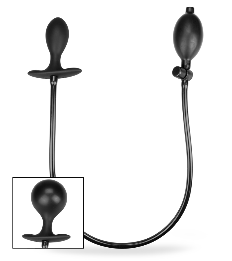 Inflatable butt plug with massaging bead