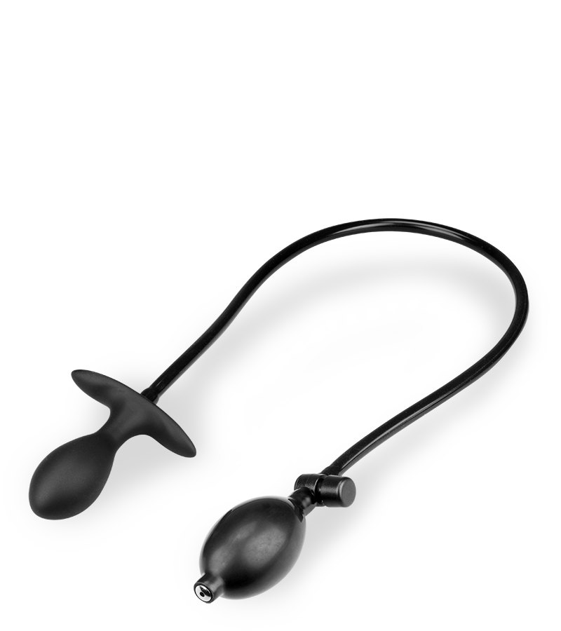 Inflatable butt plug with massaging bead