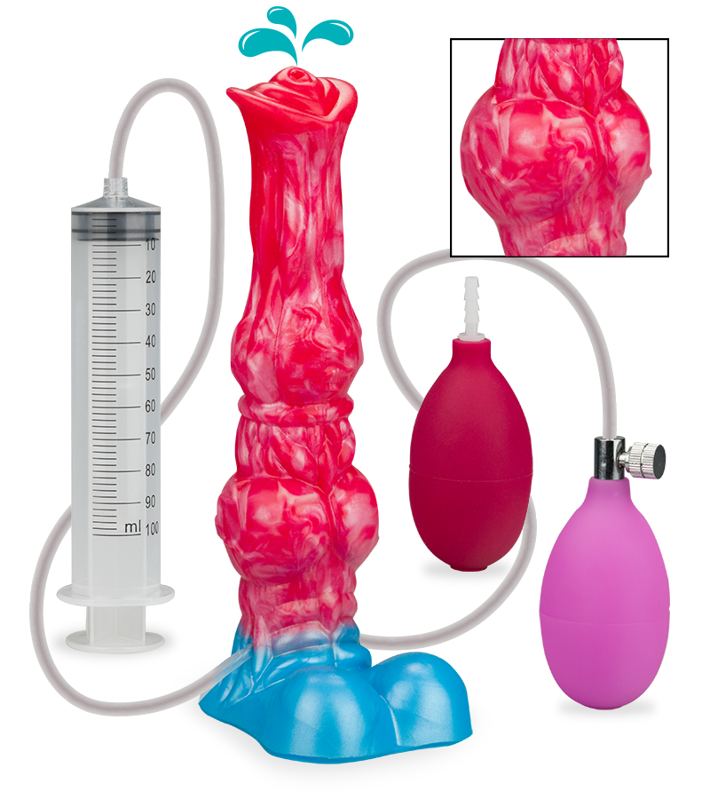 Inflatable ejaculating Borzoi dog dildo