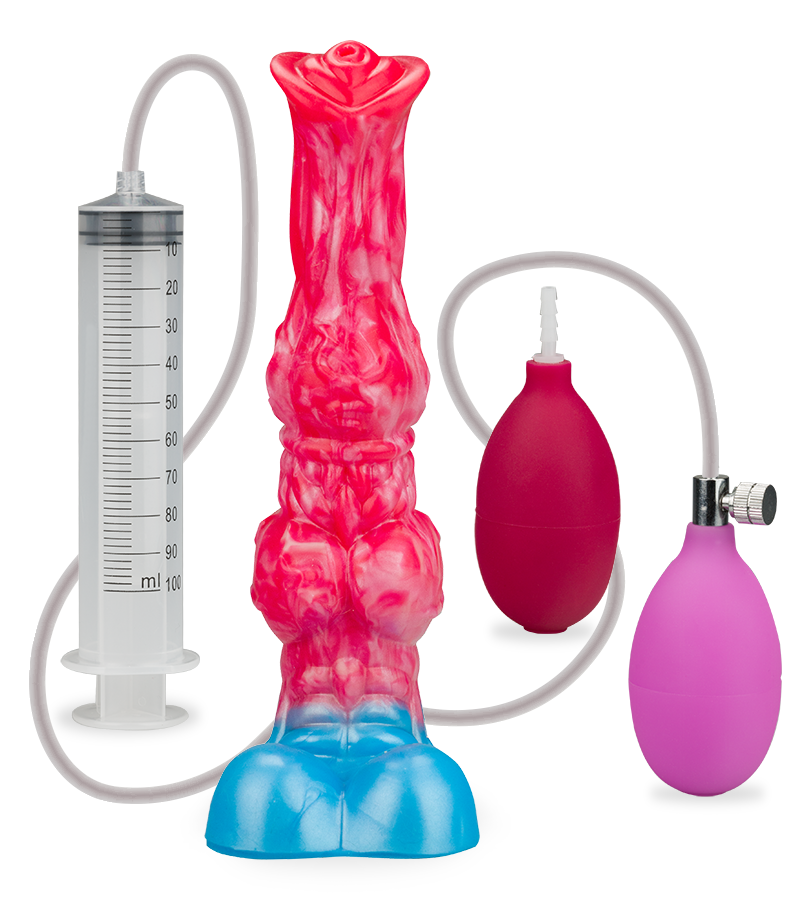 Inflatable ejaculating Borzoi dog dildo