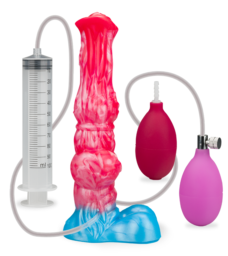 Inflatable ejaculating Borzoi dog dildo