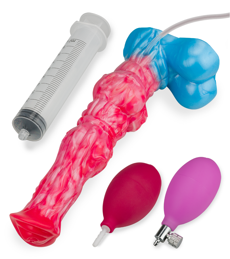 Inflatable ejaculating Borzoi dog dildo