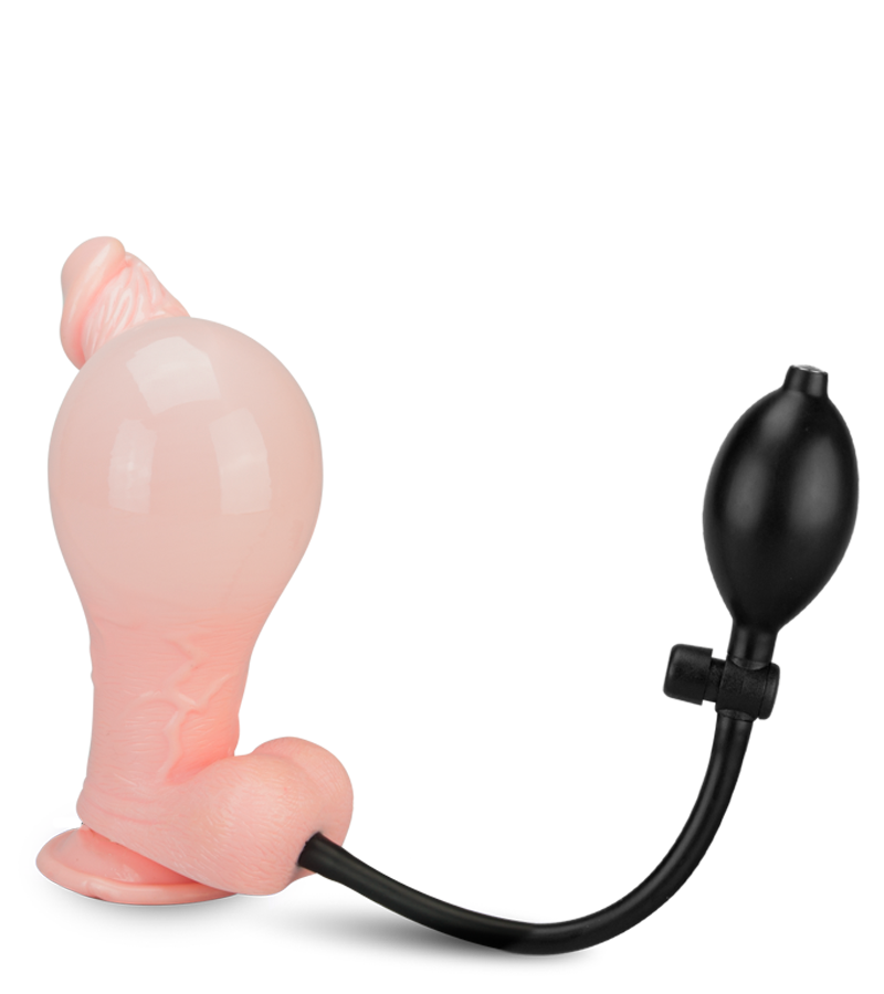 Inflatable suction cup dildo