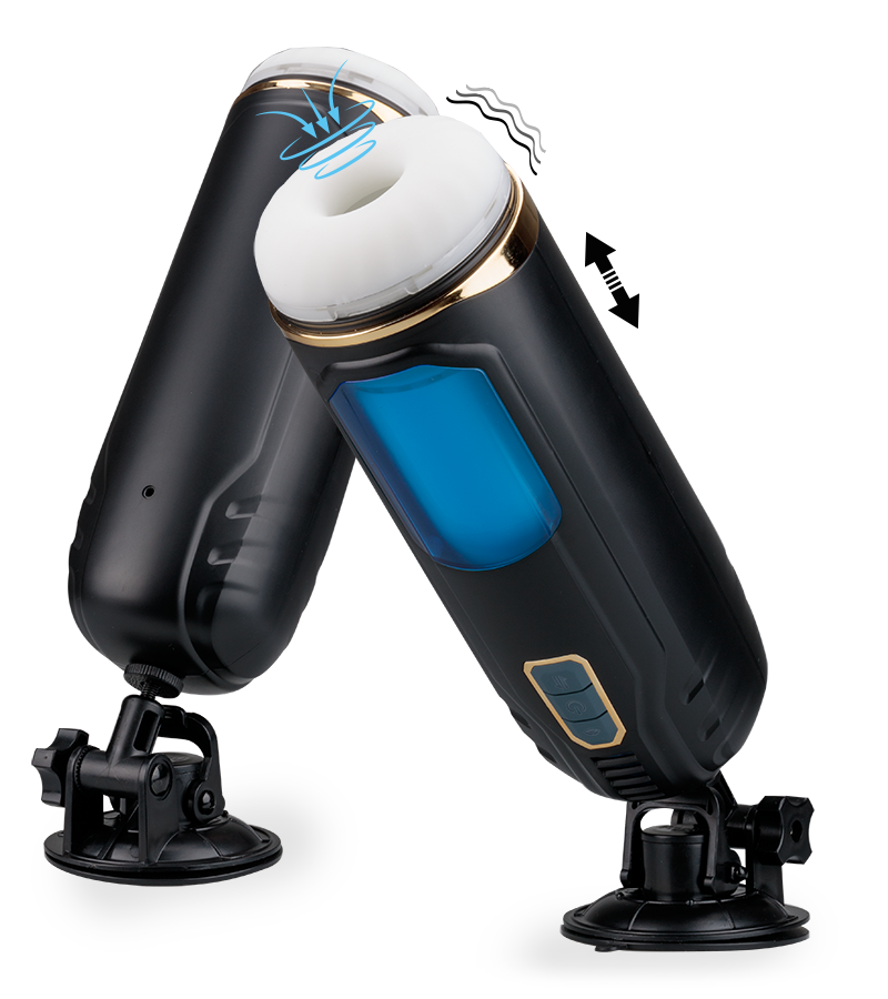 Kimi vibrating and thrusting masturbator with suction action