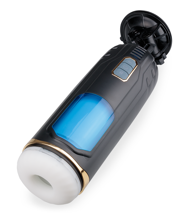 Kimi vibrating and thrusting masturbator with suction action