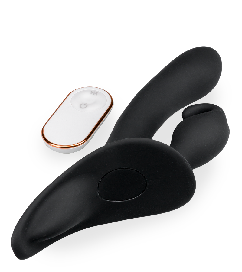 Ladies remote-controlled vibrating rabbit strap-on