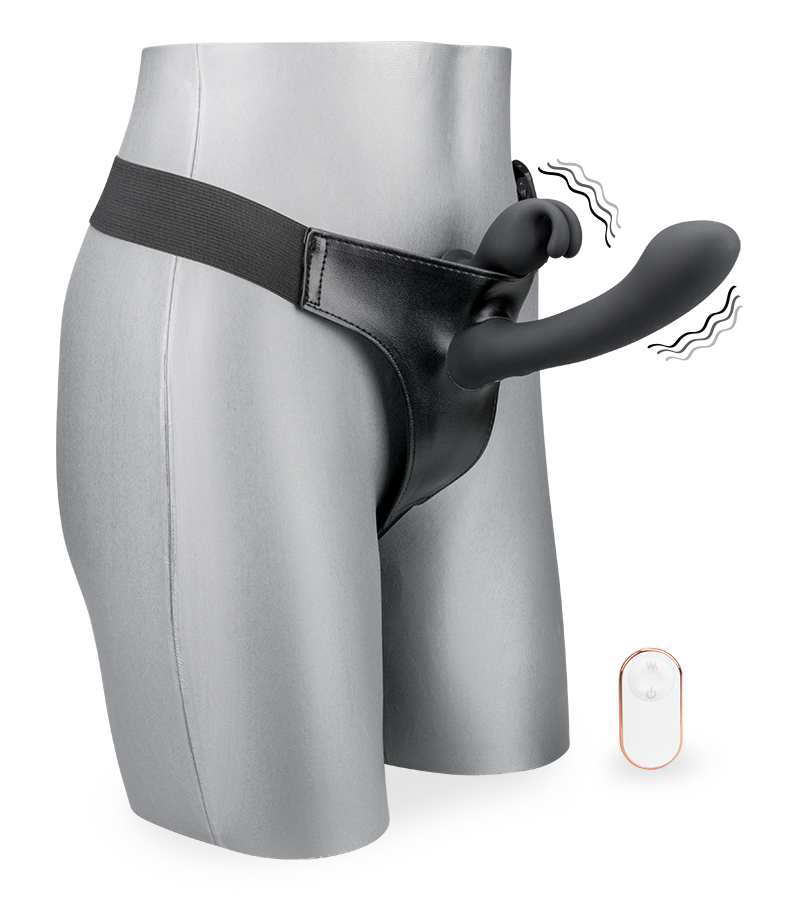 Ladies remote-controlled vibrating rabbit strap-on