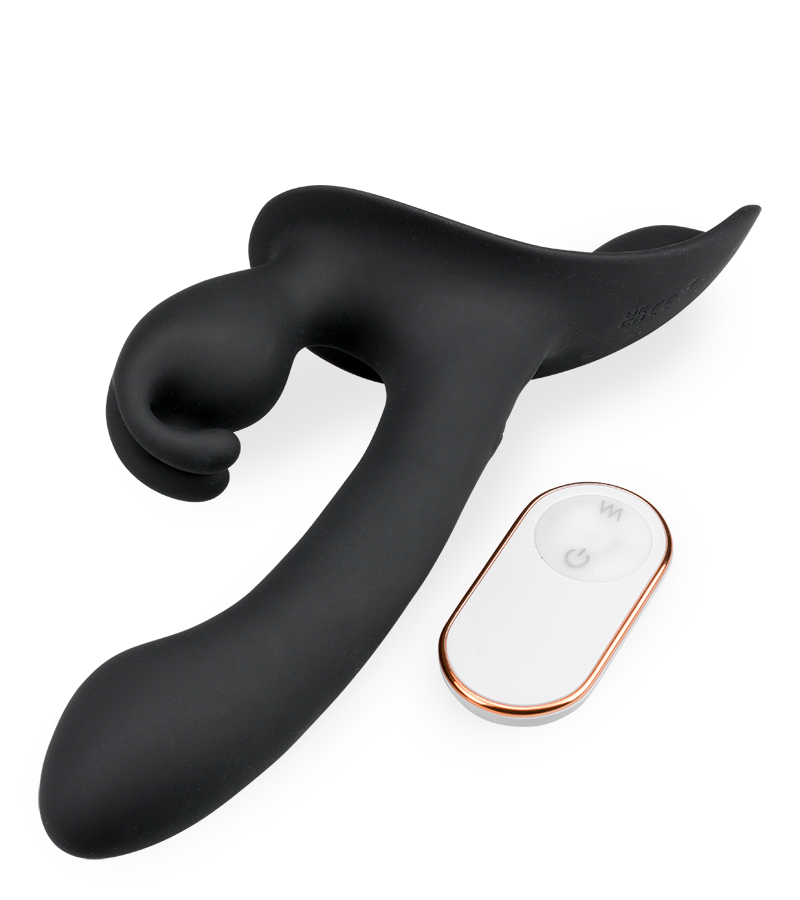 Ladies remote-controlled vibrating rabbit strap-on