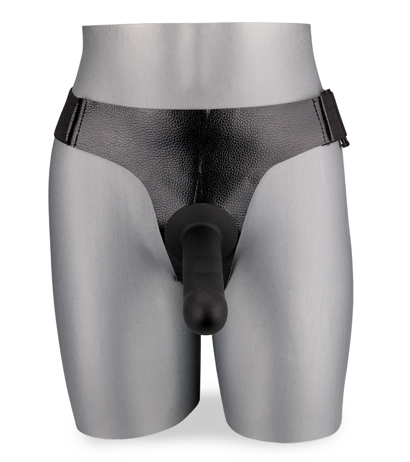 Large black silicone strap on dildo 6.25 inches