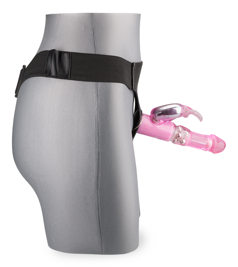 Large flared strap on rabbit vibrator