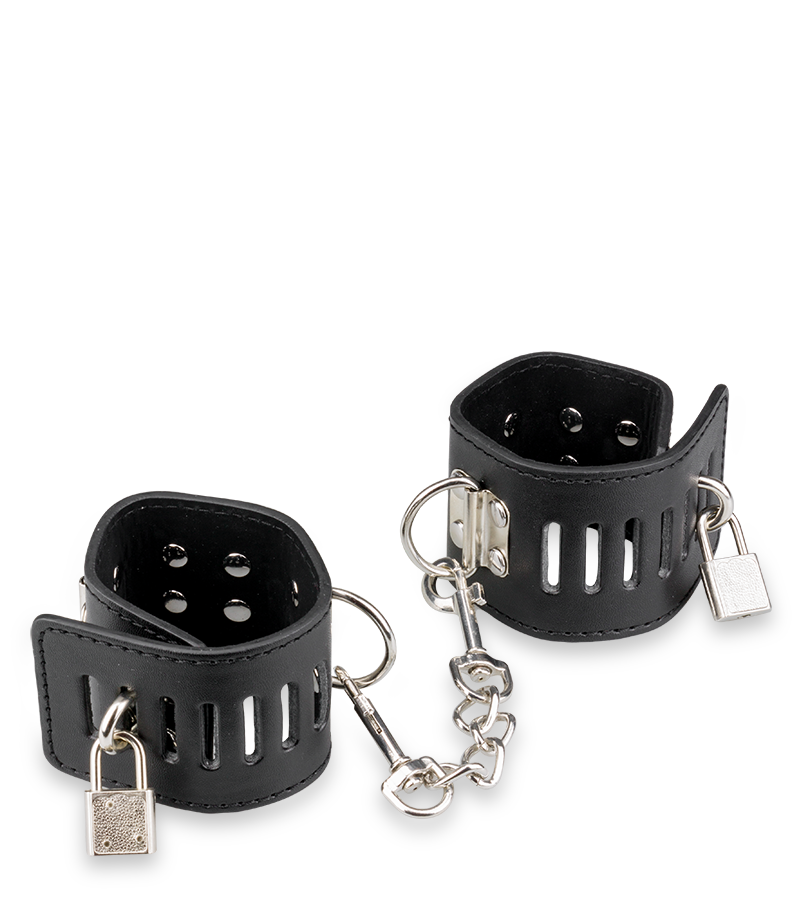 Leather and metal wrist cuffs