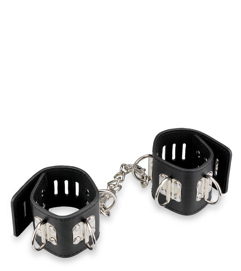 Leather and metal wrist cuffs