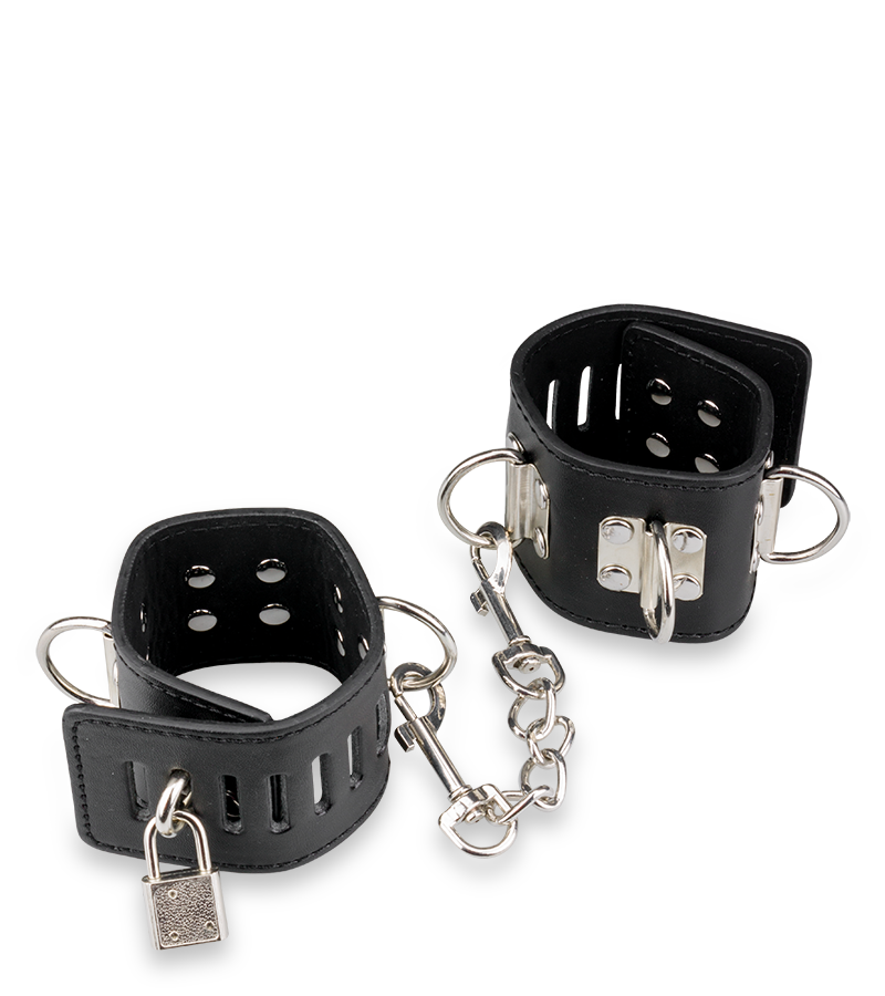 Leather and metal wrist cuffs