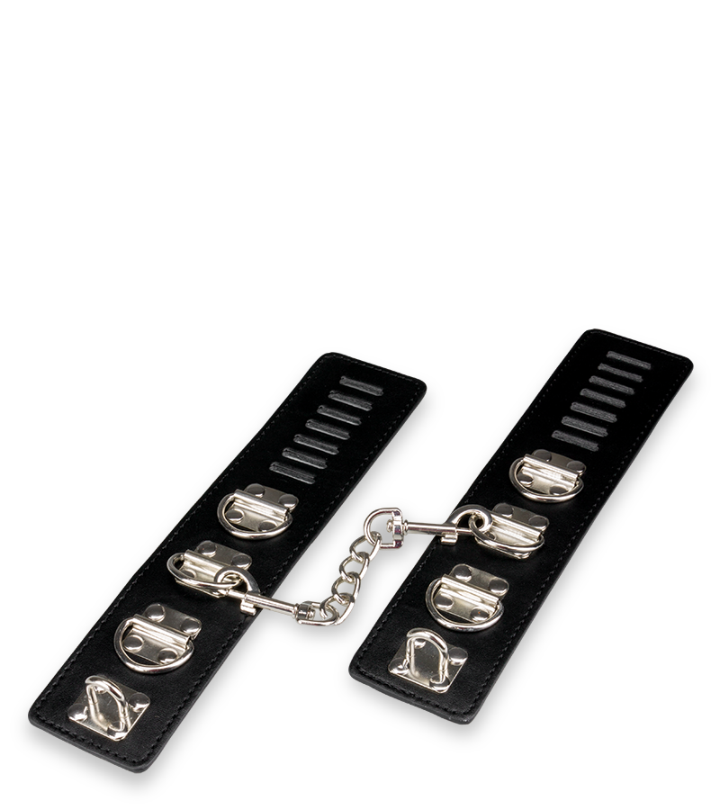 Leather and metal wrist cuffs