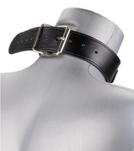 Load image into Gallery viewer, Leather bondage collar with chain lead