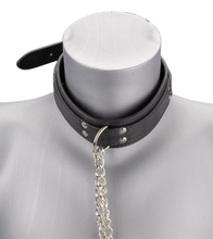 Load image into Gallery viewer, Leather bondage collar with nipple clamps