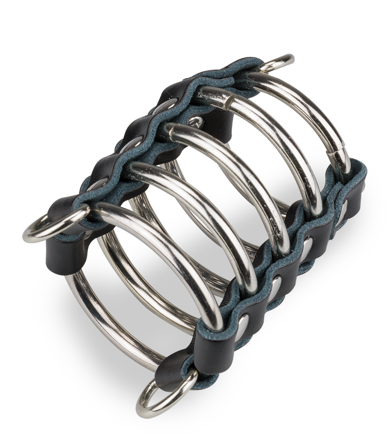 Leather chastity cage for penis