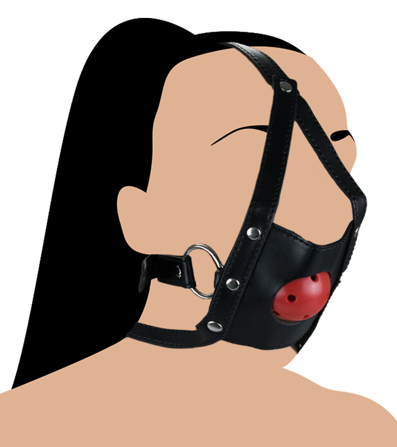 Leather face mask with ball gag