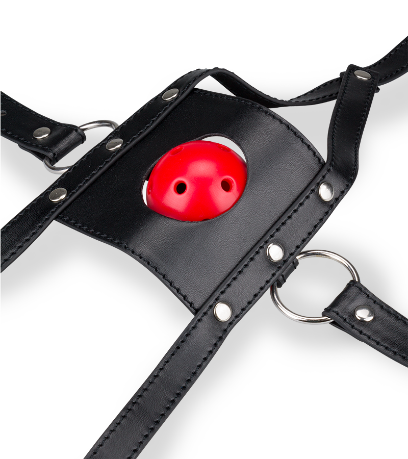 Leather face mask with ball gag