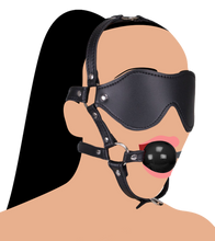 Load image into Gallery viewer, Leather Gag Harness with Blindfold