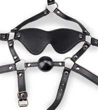 Load image into Gallery viewer, Leather Gag Harness with Blindfold