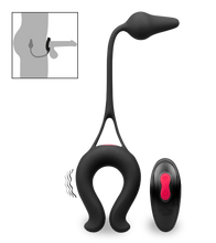 Load image into Gallery viewer, Lucifer vibrating cock ring with butt plug