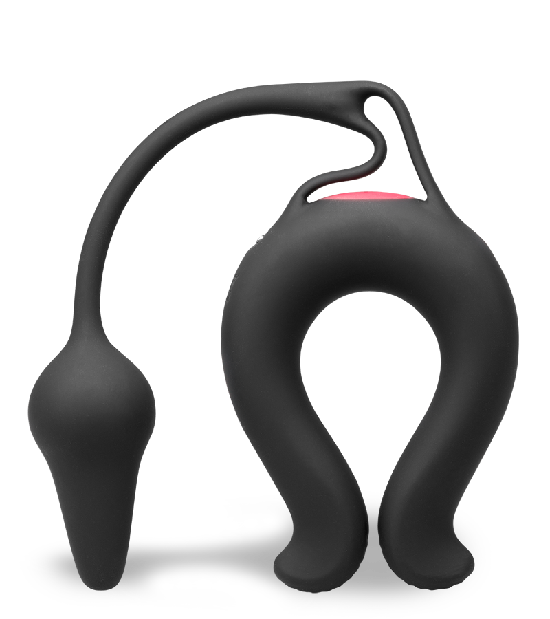 Lucifer vibrating cock ring with butt plug