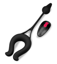 Load image into Gallery viewer, Lucifer vibrating cock ring with butt plug