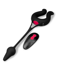 Load image into Gallery viewer, Lucifer vibrating cock ring with butt plug