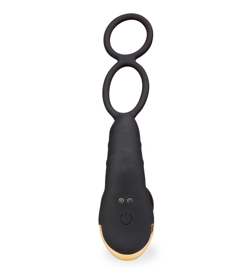Luck thrusting and vibrating butt plug with cock rings