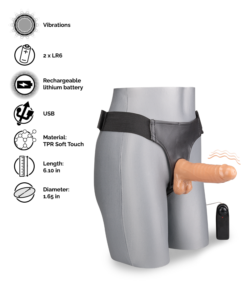 Lucky vibrating strap on dildo