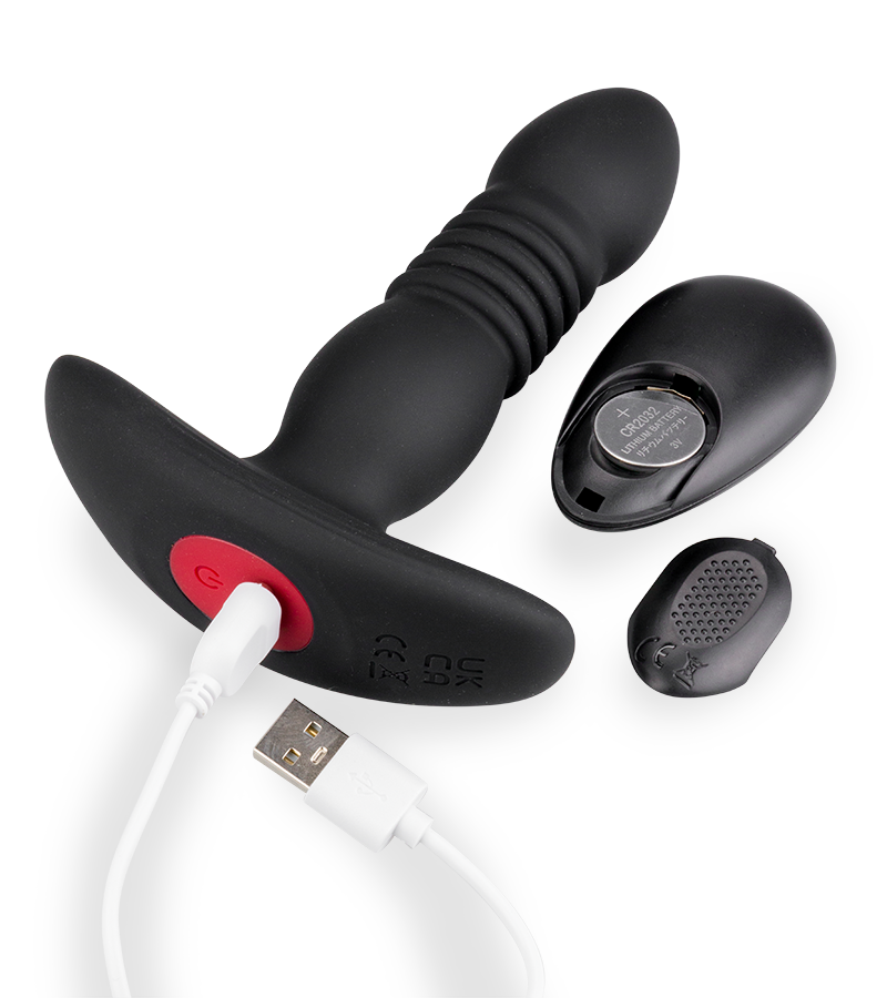 Mercury thrusting and vibrating butt plug