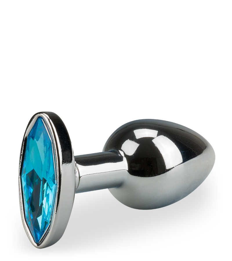 Metal butt plug with oval crystal gem
