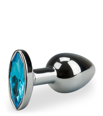 Metal butt plug with oval crystal gem