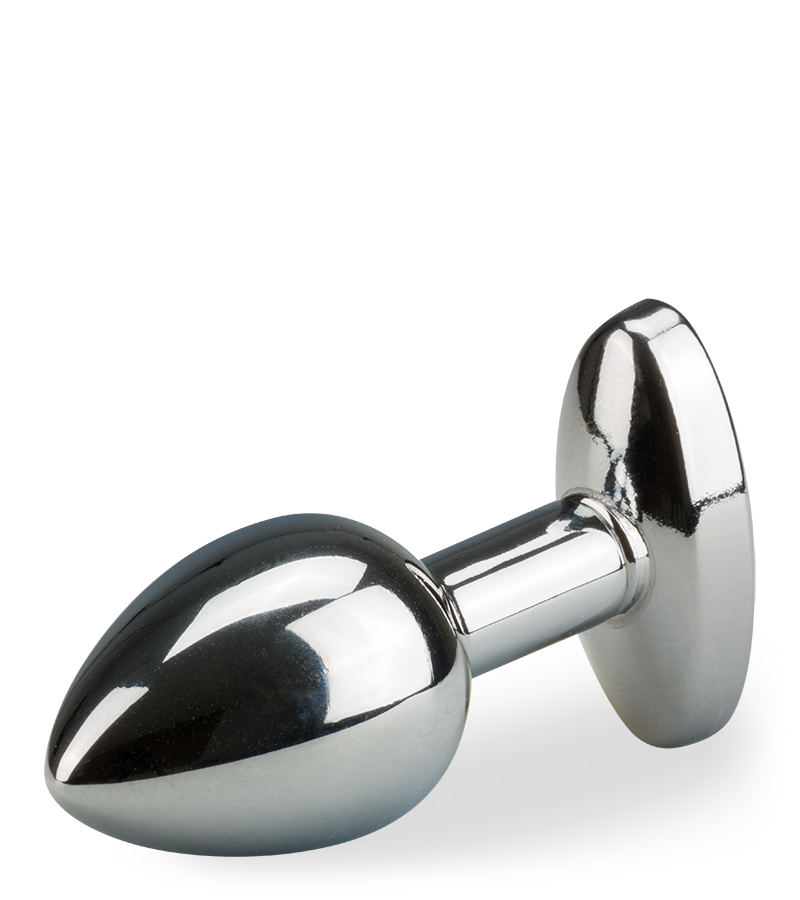 Metal butt plug with oval crystal gem