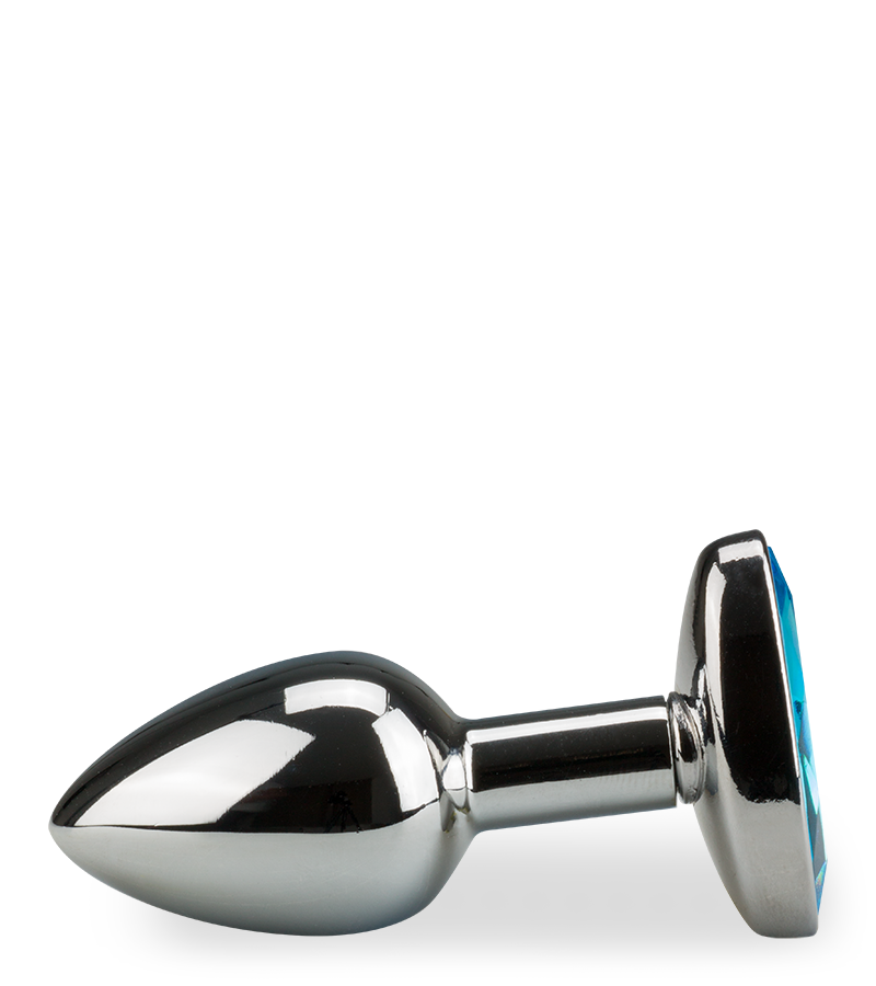 Metal butt plug with oval crystal gem