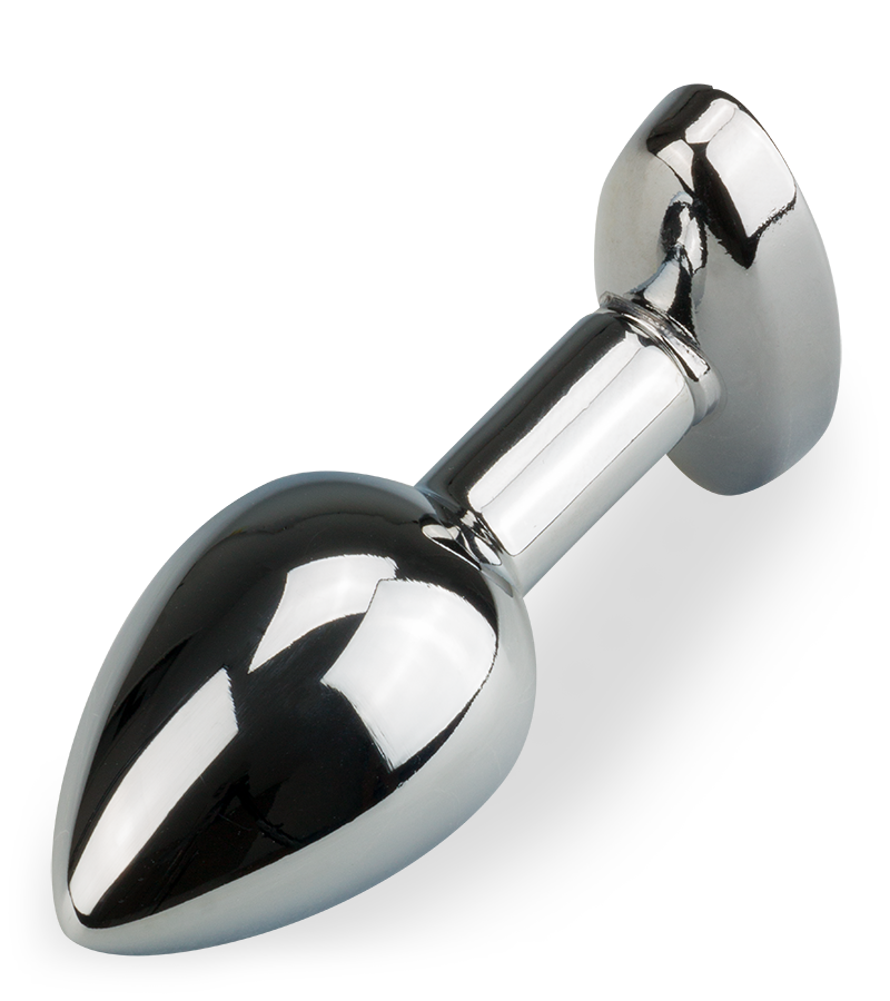 Metal butt plug with oval crystal gem