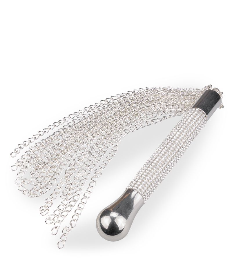 Metal chain flogger with rhinestone handle