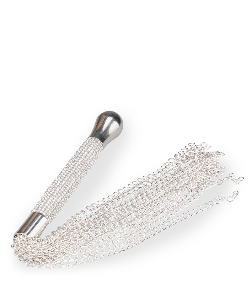 Metal chain flogger with rhinestone handle