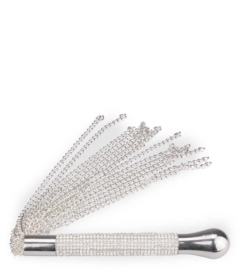 Metal chain flogger with rhinestone handle