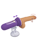 Mini sex machine with thrusting suction cup dildo