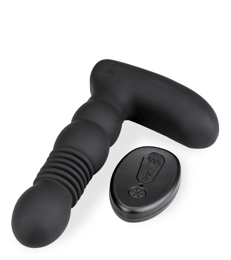 Mox vibrating and thrusting heated butt plug
