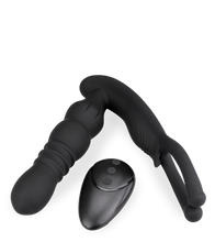 Load image into Gallery viewer, Ode vibrating and thrusting butt plug with testicle massager