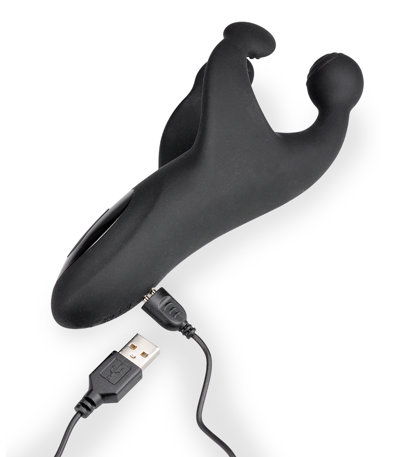 Orgo vibrating and throbbing three-arm masturbator