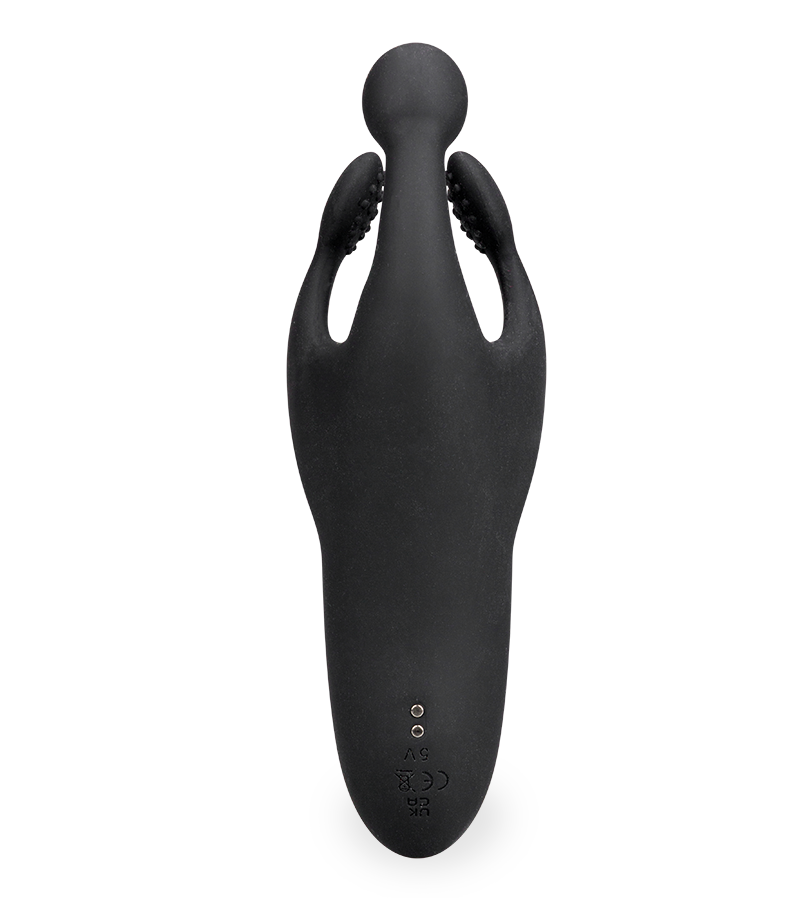 Orgo vibrating and throbbing three-arm masturbator