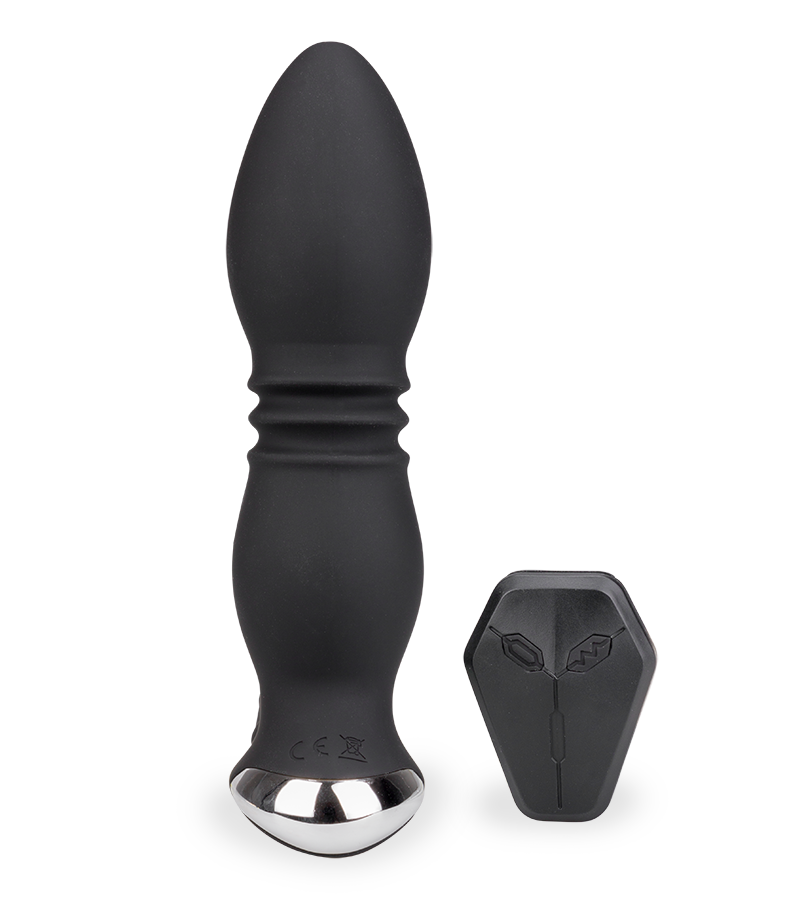 Paolo vibrating and thrusting anal plug with double cockring